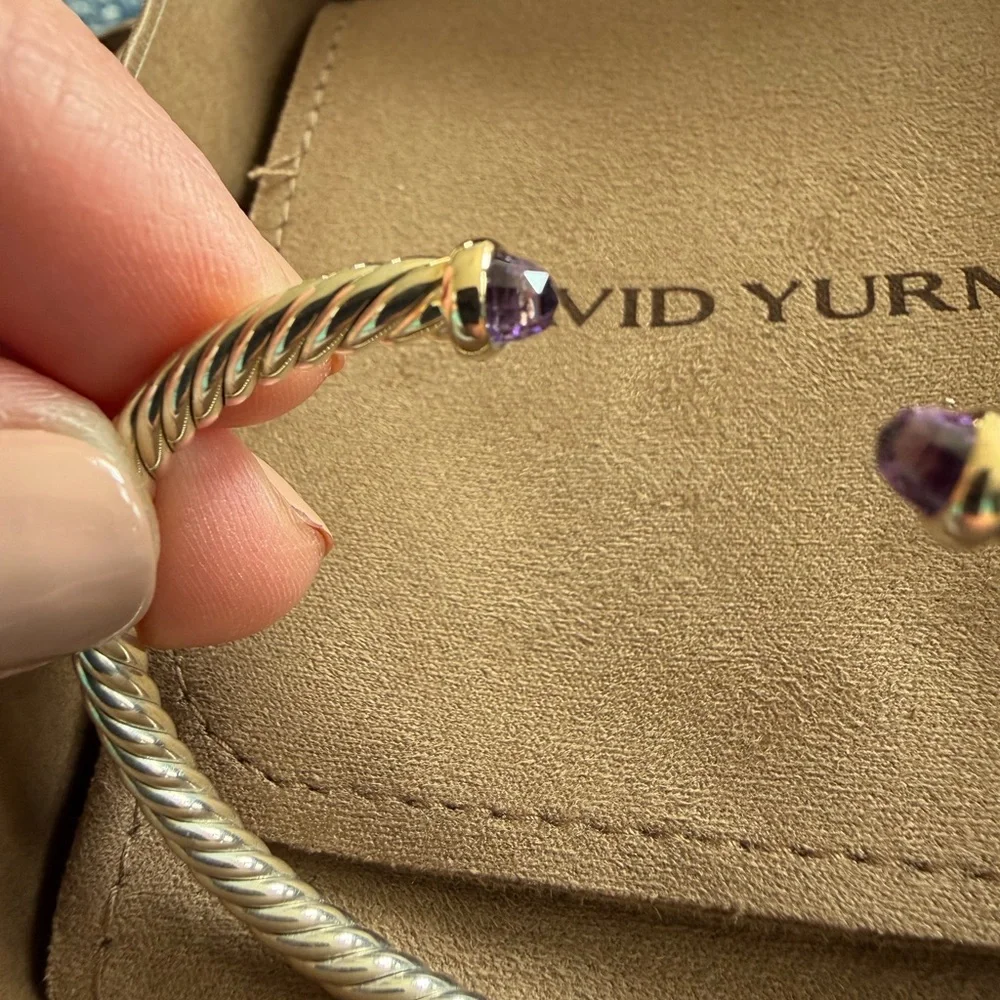 David Yurman Cable Flex Bracelet with Purple Amethyst Tips - Picture 2 of 7